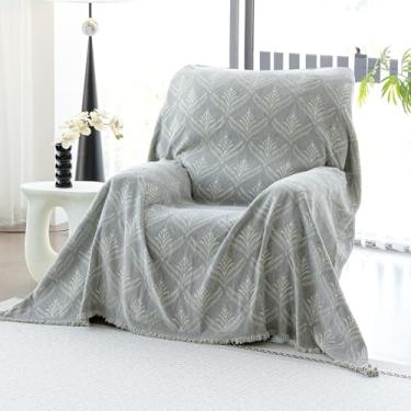 Imagem de JPGGD Capa de sofá de folha, capas de sofá de chenille, laváveis para cães, capas de sofá para sofá, capas macias para sofás e sofás para poltronas reclináveis (1 peça, cinza, 140 cm x 181 cm