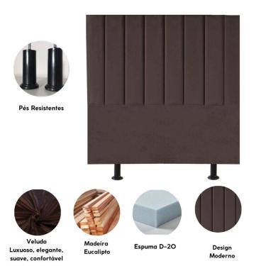 Imagem de Cabeceira Estofada Cama Box Casal 140 Cm Sophia Carla Veludo marrom
