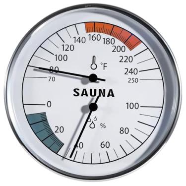 Imagem de Termômetro e higrômetro de sauna 2 em 1 para monitoramento preciso de temperatura interna e umidade em saunas, design robusto e fácil de ler