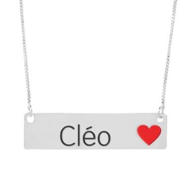 Imagem de Colar Semijoia Nome Personalizado Coração Resinado Cléo Banhado em Prata 1000-999001769