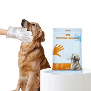 Imagem de Hnjasnee Luvas de cuidados para cães e gatos, óleo de coco para cães, lenços umedecidos de pata de cachorro, luvas de lavagem de cães, óleo de coco para cães (coco 6 peças)