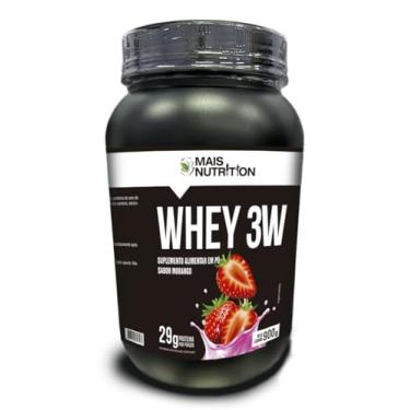 Imagem de Mais Nutrition Whey 3W Proteína em Pó, Sabor Morango, 900g, 29g Proteína por Porção, Com Aminoácidos Essenciais e BCAAs