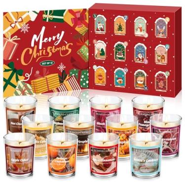 Imagem de SCENTORINI Calendário do advento de vela de Natal 2025, contagem regressiva de 50 g x 12 dias com vela surpresa de soja natural, conjunto de presente de Natal para festa, decoração de casa