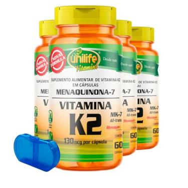 Imagem de Vitamina K2 - Menaquinona Unilife 60 Cápsulas 4un + Porta Cápsulas