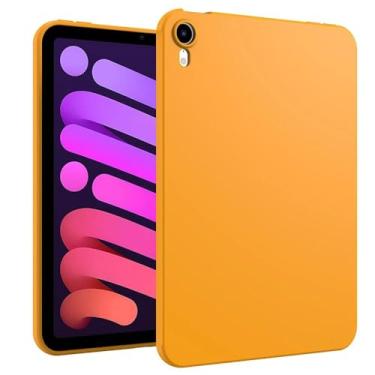Imagem de ULXITEYU Capa para iPad mini 7 (A17 Pro, 7ª geração) 2024 / iPad mini 6 (6ª geração) 8,3 polegadas, fina e leve, macia, à prova de choque, capa traseira fina para tablet, laranja-amarela