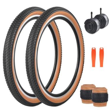 Imagem de FOMAS Pneu de bicicleta 24/26/27,5/73,7 x 5,4 cm (marrom, pacote com 2 tubos, 66 x 5,4 cm)