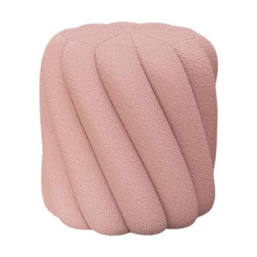 Imagem de SiaBiced Cadeira de vaidade redonda do banco do apoio para os pés do otomano para o quarto do apartamento da porta, Rosa
