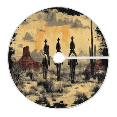 Imagem de Blueangle Saia de árvore de Natal de caubói do oeste americano de 90 cm - poliéster macio e resistente a rugas, decoração de férias para festas de Natal, árvore festiva e decoração de casa (219)