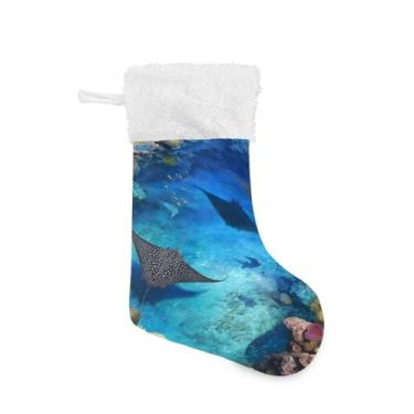 Imagem de Blueangle 1 pacote de meias de Natal de arraia marítima de 17,7 polegadas para decorações de festas de fim de ano, porta-presentes e meias (242)