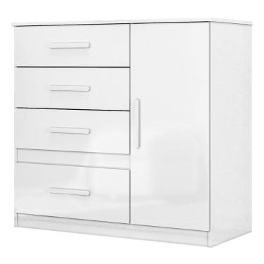 Imagem de Comoda Venus 4 Gavetas 1 Porta 98 Cm Branco Flex Moval Branco Flex