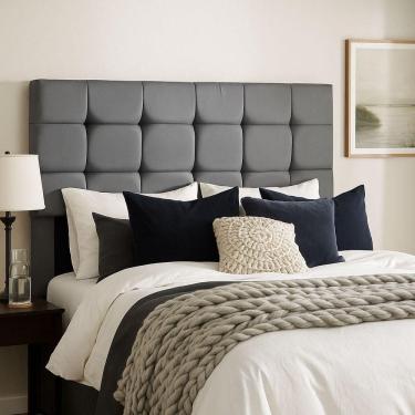 Imagem de Cabeceira Cama Box Solteiro 90 Cm Naiara Em Suede Com Frame Cinza