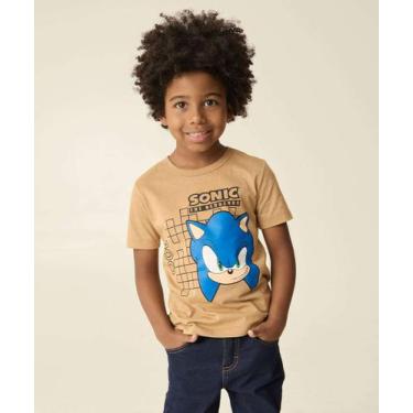 Imagem de Camiseta Infantil Manga Curta Sonic Tam 4 a 10-05562, Bege, 10