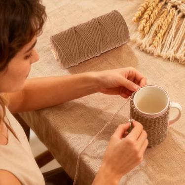 Imagem de Fio de algodão, corda artesanal macia para macramé, projetos de bricolage e muito mais, perfeita para pendurar na parede e decoração de casa