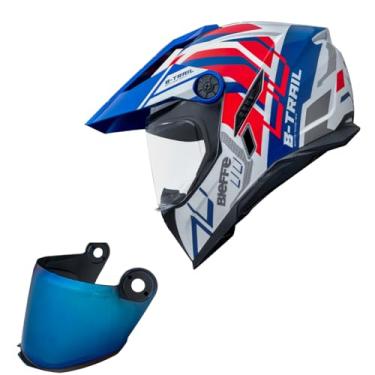 Imagem de Capacete Bieffe B-Trail Defender Branco Moto + Viseira Azul (62)