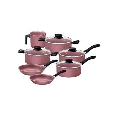 Imagem de Jogo de Panelas Tramontina Linz 7 Peças em Alumínio Antiaderente Starflon Max Rosa