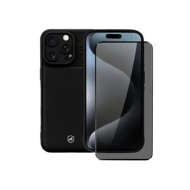 Imagem de Kit Capa Symetric Preta e Película Defender Pro Privacidade para iPhone 15 Pro - Gshield