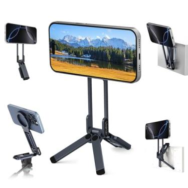 Imagem de ULANZI Tripé magnético de telefone para iPhone, MA38 Suporte de telefone portátil mini tripé para Magsafe com dupla face forte magnético 1/10.2 cm Arri orifício de localização gancho dobrável para