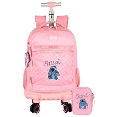 Imagem de Kit Escolar Lilo Stitch Mochila Rodas + Estojo Box