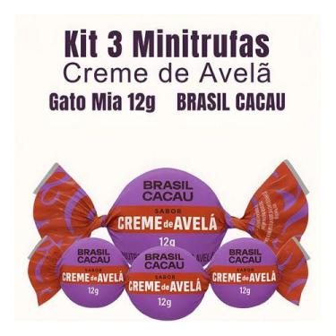 Imagem de Kit 3 Minitrufas Creme De Avelã Gato Mia 12g Brasil Cacau