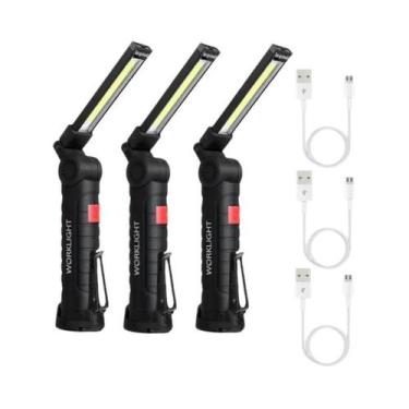 Imagem de Lanterna LED COB Recarregável Portátil Com Ímã, Lâmpada Suspensa USB P