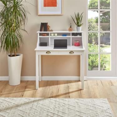 Imagem de IDIMEX Escrivaninha Madeira 2 Gavetas 6 Nichos Marlene (Branco)