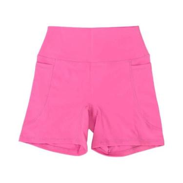 Imagem de Shorts Esportivos Femininos De Cintura Alta Com Bolsos, Leggings Para 