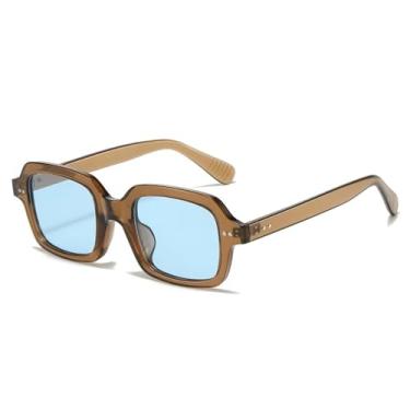 Imagem de Óculos de Sol Punk Rivets Masculino UV400 Jelly Color Feminino para Esportes ao Ar Livre, Corrida e Ciclismo, Azul Chá