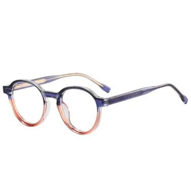 Imagem de Óculos de sol retrô oval feminino com armação dupla colorida e transparente para homens (preto, azul e champanhe)