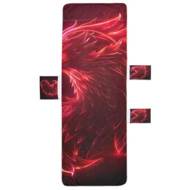 Imagem de STAYTOP Capa de toalha de cadeira de lounge com cabeça de águia vermelha, capa macia para espreguiçadeira, capas de cadeira de praia com bolsos para jardim ao ar livre, pátio, pátio, banhos de sol