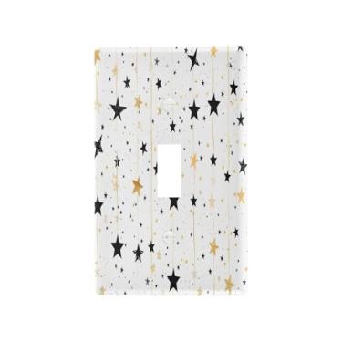 Imagem de Wassud Placa de cobertura de interruptor de luz, capas de tomada decorativas, placa de parede para tomadas elétricas, padrão estrelado simples, interruptor único 11 x 6 cm