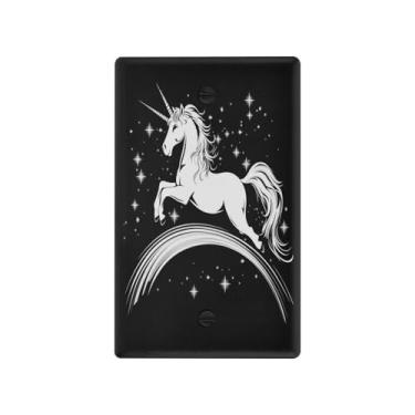 Imagem de Wassud Placa de cobertura para interruptor de luz, capa decorativa de cavalo branco, placa de parede para tomadas elétricas em branco 11 x 6 cm