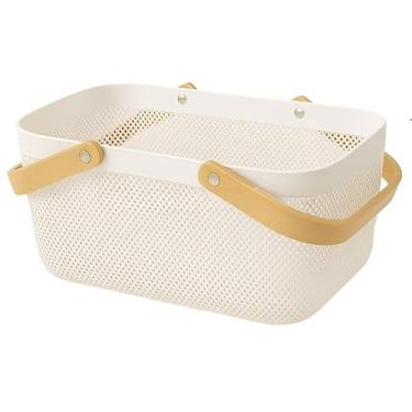 Imagem de Cesto Organizador Fruteira Multiuso Utensílios Quarto Cozinha Lavanderia(PVC BRANCO 2 ALÇAS 38,8x24,5CM)