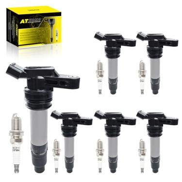 Imagem de ATURMC Conjunto de 6 bobinas de ignição UF594 e velas de ignição de irídio compatíveis com Volvo XC60 2010-2011 XC90 2007-2011 S60 S80 2007-2011 XC70 2008-2011 V70 2007-2011 08-2020 10 Land Rover LR2