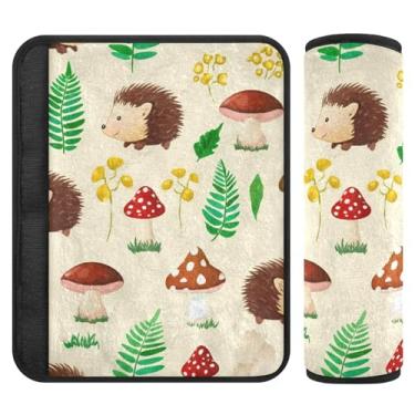 Imagem de Burbuja Capa para cinto de segurança de carro Cute Hedgehogs Protetor de cinto de segurança de carro macio confortável para alça de ombro de assento, 1 par pequeno