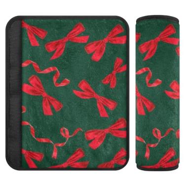 Imagem de Burbuja Capa para cinto de segurança de carro Red Bows, macio, confortável, protetor de cinto de segurança para alça de ombro de assento, 1 par médio