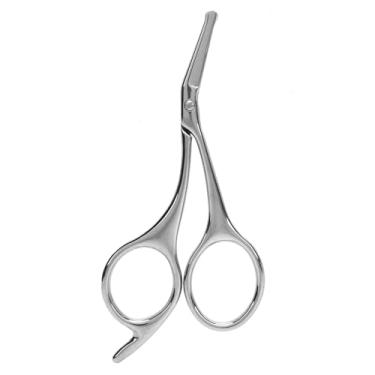 Imagem de HURRISE Tesoura Profissional de Sobrancelha para Homens e Mulheres, Tesouras de Aço Inoxidável para Cabelos No Nariz, Bigode, Barba, Cílios e Corte de Orelha (Prata)