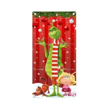 Imagem de Banner De Cobertura De Porta Monstro Verde De Natal Decoração De Festa