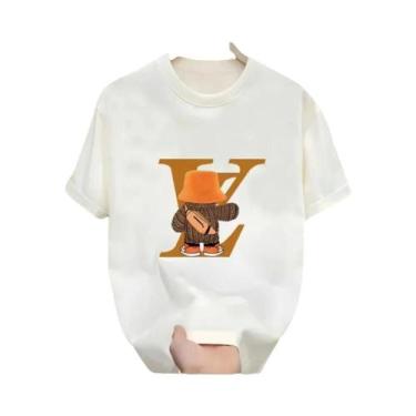 Imagem de Camiseta Unissex Oversized De Algodão Com Gola Redonda E Manga Curta, 