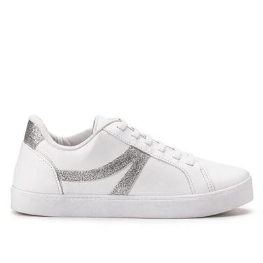 Imagem de Tênis Godiva Casual Glitter Feminino Branco Prata, Branco, Prata, 38