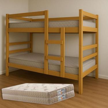 Imagem de Beliche Solteiro Resistente Vira Duas Camas Completa Com Colchões D33 