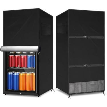 Imagem de COITEK Capa de geladeira externa, mini congelador vertical à prova d'água, capa de proteção para refrigerador de cerveja para a maioria dos mini freezers 3.0 cúbicos compactos (preta, 61 cm C C x 76