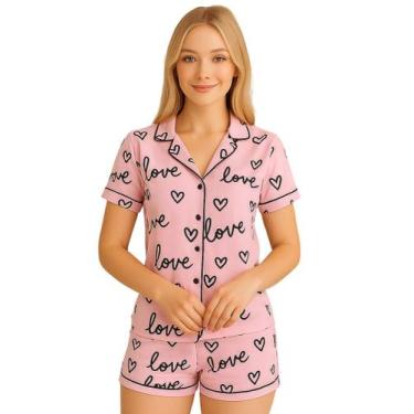 Imagem de Pijama Americano Manga Curta com Gola e Short Estampado - c11 ANASTÁCI