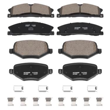 Imagem de HECHENQICHE Conjunto de pastilhas de freio de cerâmica premium dianteiro e traseiro para Ford Explorer, Flex, Lincoln MKT 2013-2019