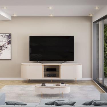 Imagem de Bancada Adele 180 Cm Para Tv 65 Polegadas Dj Moveis Off White