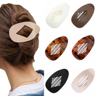 Imagem de Pecieco Grampos de cabelo de acrílico grandes, prendedores de bico de pato antiderrapantes de fixação forte para cabelos grossos, acessórios de cabelo para mulheres, pacote com 6 (fosco e tartaruga)