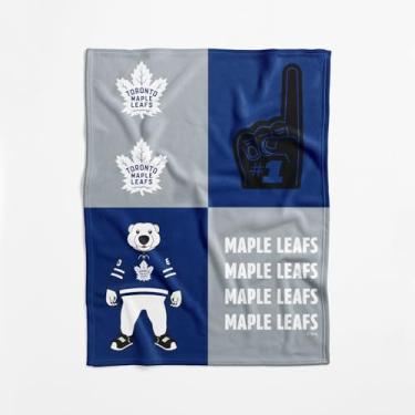 Imagem de Cobertor NHL Toronto Maple Leafs oficialmente licenciado para bebê, 101 x 127 cm, poliéster leve e macio, design dominó