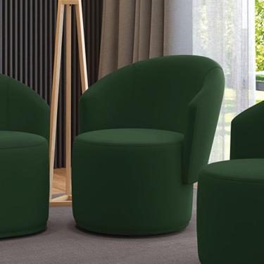 Imagem de Poltrona Decorativa Orgânica Fixa Para Sala Malu Veludo Verde M11 - D'rossi