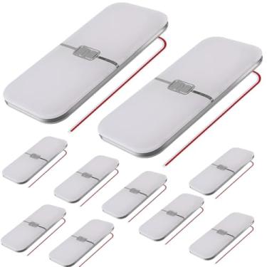 Imagem de SYAHEiPENG 10 pacotes de luzes de teto reguláveis para trailer 12 V 24 V 3 cores LED painel de luz de cúpula interior com interruptor de tato, lâmpada de leitura para trailer, trailer, trailer, iate