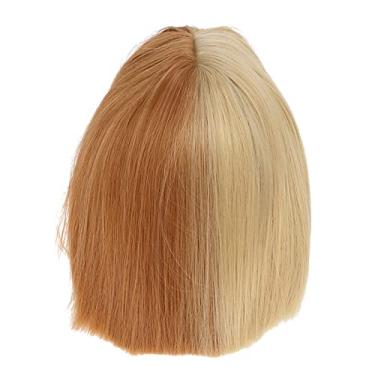 Imagem de Yinhing Peruca Curta Com Franja, Marrom Escuro, Liso, Cabelo Sintético, Cosplay, Festa, para Mulheres, Dia das Bruxas, Uso Diário, Fibra de Alta Temperatura (Combinação de cores marrom claro + escuro)