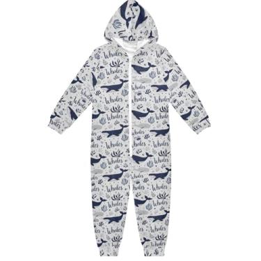 Imagem de Macacões infantis com capuz e baleias roupas para casa meninos meninas 5-6 anos, Baleias, 7-8 Anos